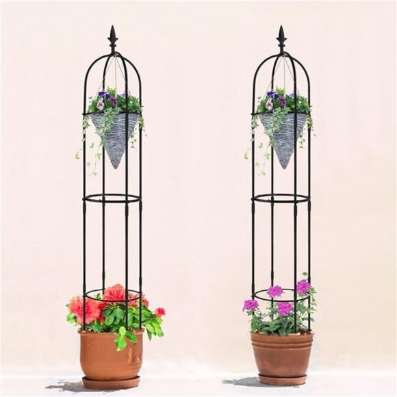 2 Pack Garden Trellis for Climbing Plants Outdoor, Rustproof Plastic Coated - Picture 3 of 7
